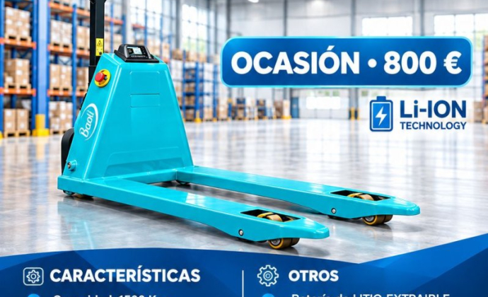 Transpaleta Electrónica LARGO HORQUILLAS 800 mm BAOLI EP1503