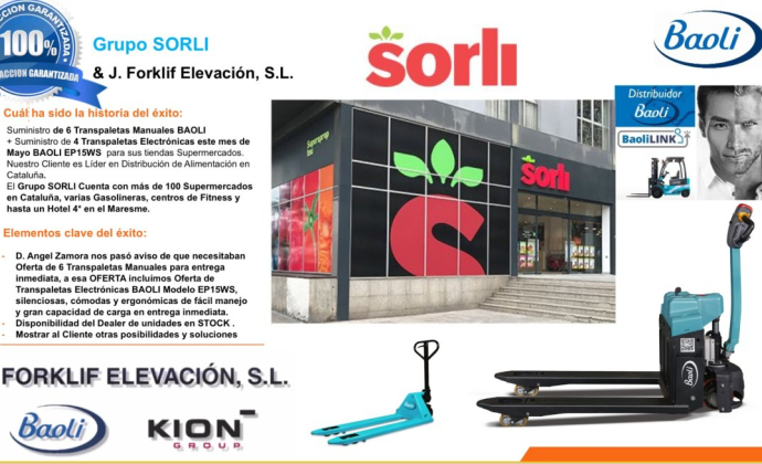 Grupo SORLI & Transpaletas BAOLI Manuales y Electrónicas - Imagen